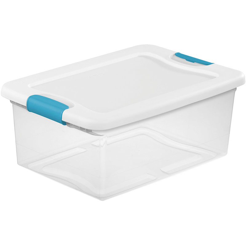 Sterilite® 15 Qt. Clear/White Latch Storage Box