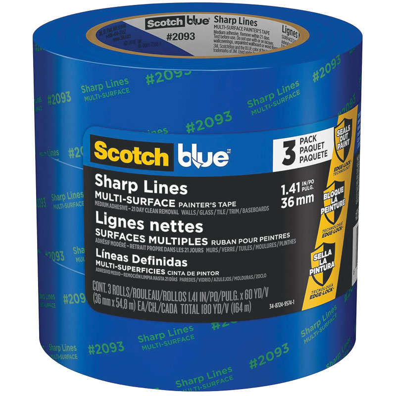 3M Scotch Blue® Blue Medium Strength Painter's Tape, 3 Pk.