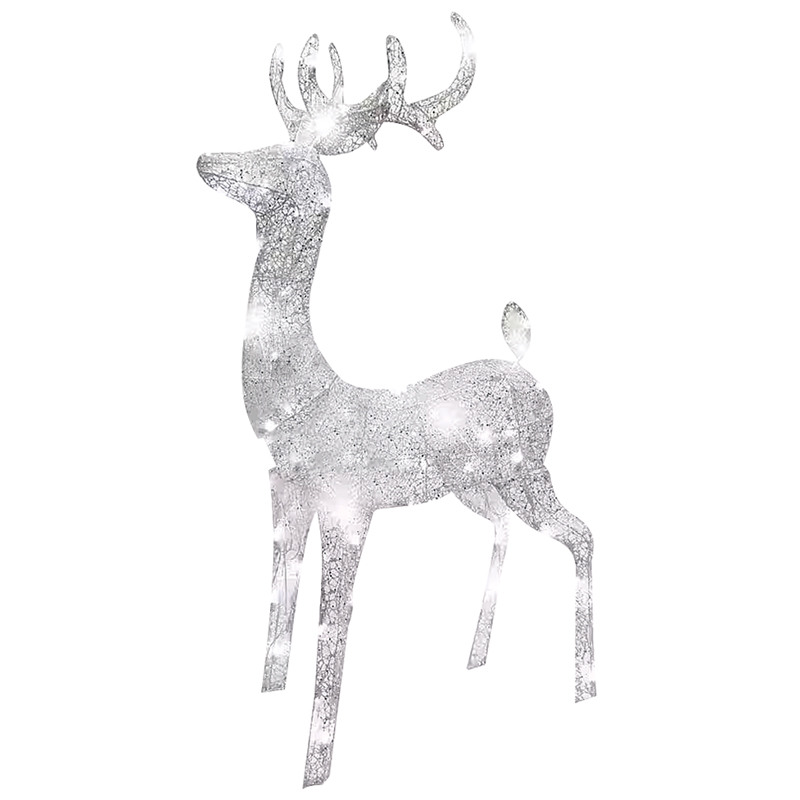 52" Morphing Silver Glitter Fabric Standing Buck