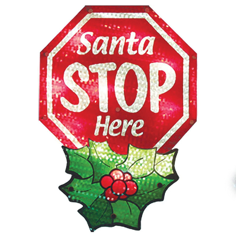 13" X 16" Illuminated "Santa Stop Here" Window Decoration Christmas Sign