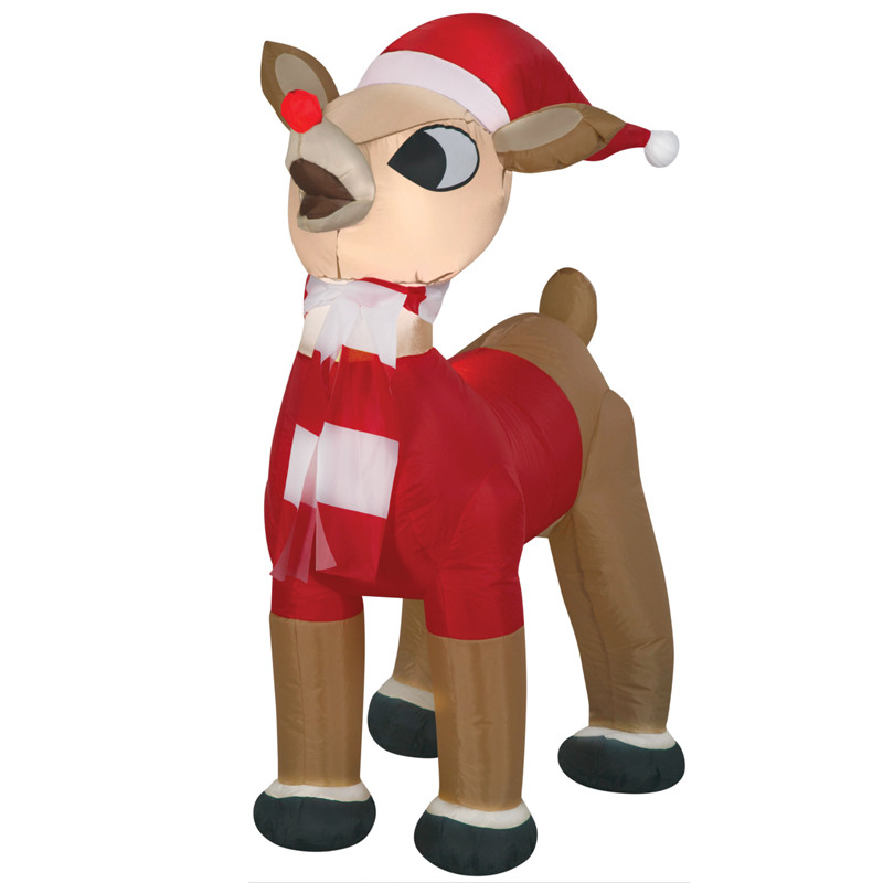 3.5' Inflatable Rudolph with Santa Hat & Scarf