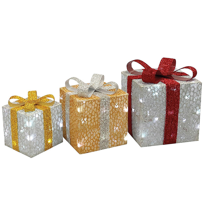 3 Pc. LED Morphing Glittering Gift Boxes