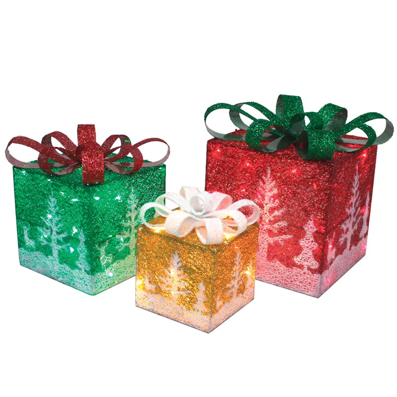 3 Pc. LED Glittering Gift Boxes