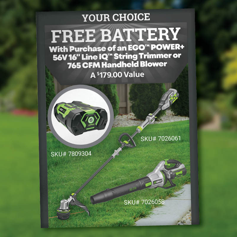 EGO™ FREE Battery Deal With Purchase of Select EGO™ Yard Tools