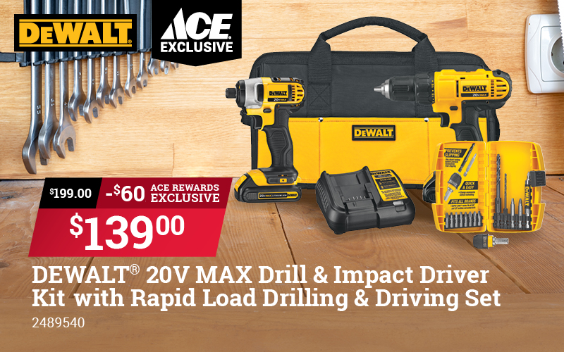 DeWalt® 20V MAX Drill & Impact Driver Kit with Rapid Load Drilling & Driving Set