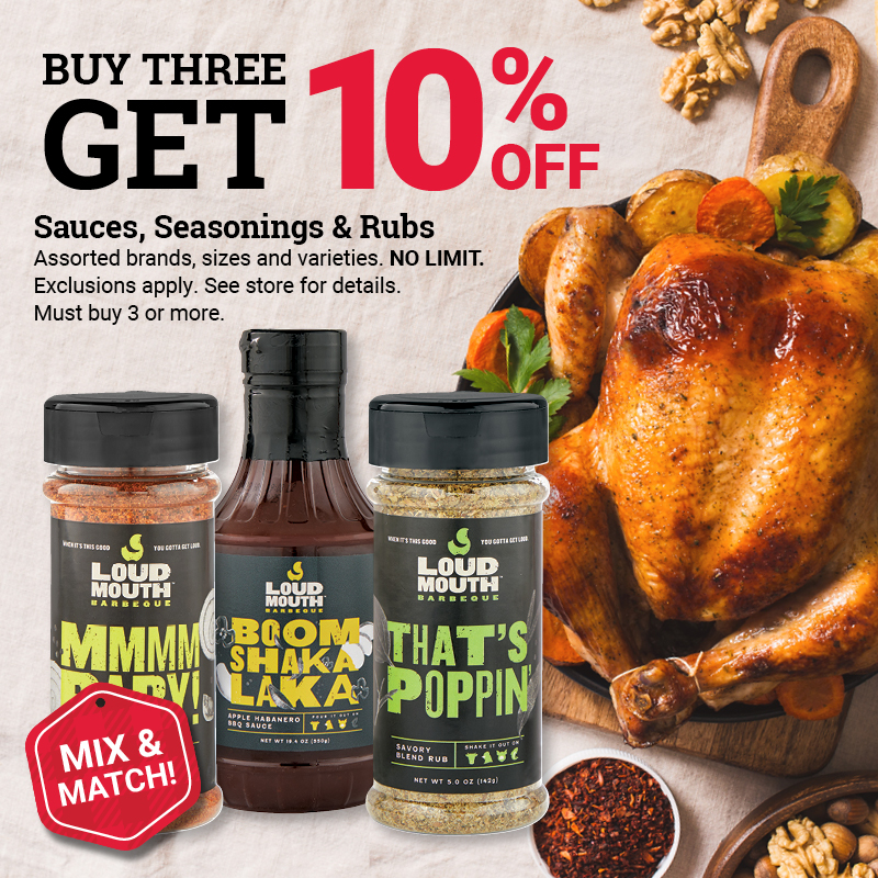 Buy 3 Get 10% Off Sauces, Seasonings & Rubs