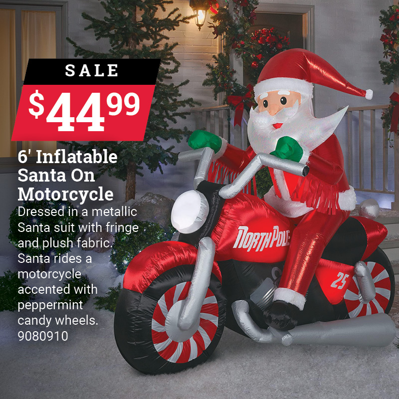 6' Inflatable Santa on Motorcycle