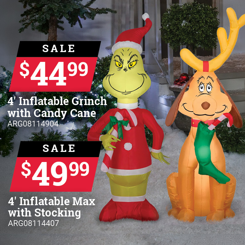 4' Inflatable Grinch and Max Outdoor Inflatable Decorations