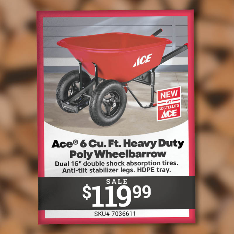 Ace® 6 Cu. Ft. Heavy Duty Poly Wheelbarrow